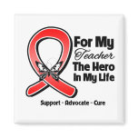Red Ribbon For My Hero My Teacher Fridge Magnets