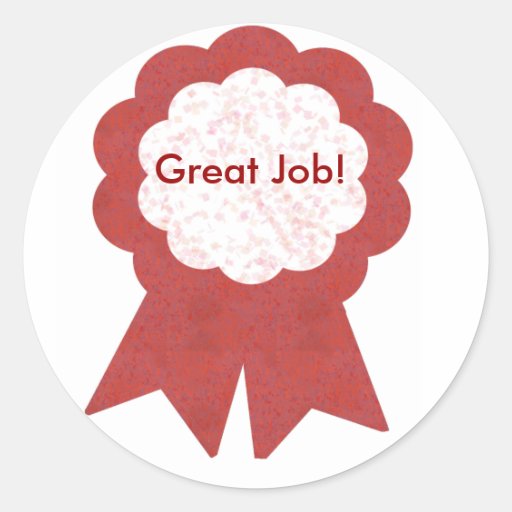 Red ribbon, Great Job! stickers Zazzle