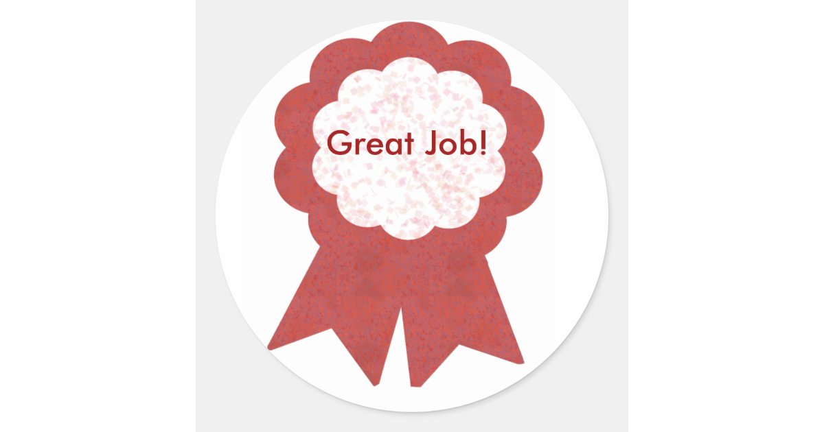 Red ribbon, Great Job! stickers Zazzle