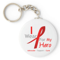 Red Ribbon I Wear Red For My HERO Key Chains