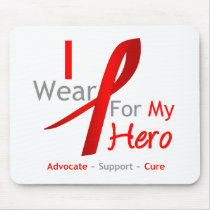Red Ribbon I Wear Red For My HERO Mouse Mat