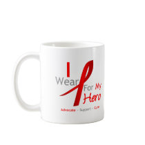 Red Ribbon I Wear Red For My HERO Mugs