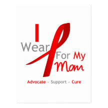 Red Ribbon I Wear Red For My Mom Postcard