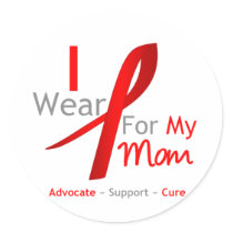 Red Ribbon I Wear Red For My Mom Stickers