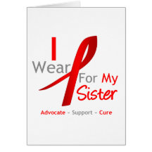 Red Ribbon I Wear Red For My Sister Greeting Cards