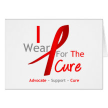 Red Ribbon I Wear Red For The Cure Greeting Cards