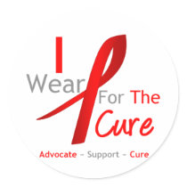 Red Ribbon I Wear Red For The Cure Round Sticker
