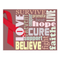 Red Ribbon Inspiration Card for Stroke, AIDS postcards
