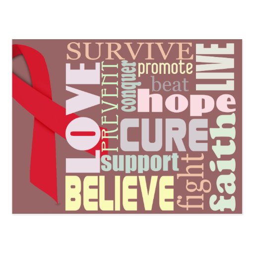 Red Ribbon Inspiration Card for Stroke, AIDS Postcard