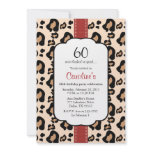 Red Ribbon Leopard Print 60th Birthday Invitations