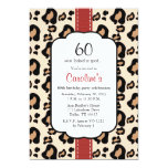 Red Ribbon Leopard Print 60th Birthday Invitations