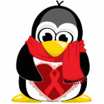 Red Ribbon Penguin Scarf Photo Sculpture