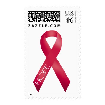 Red Ribbon Postage Stamps by cancerfight