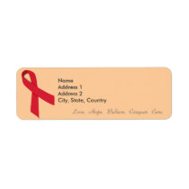 Red Ribbon Return Address Labels for Stroke, AIDS