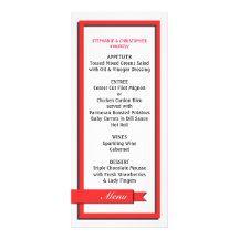 Red Ribbon Wedding Menu / Program Rack Card Template
