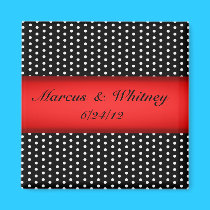 Red Ribbon, White Polka Dots Save The Date Magnet magnets
