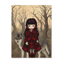 "Red Riding Hood in Autumn" Postcard by strangeling "Red Riding Hood in Autumn" Postcard