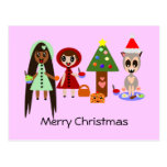Red Riding Hood, Rapunzel at the Christmas Party Post Card