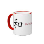 Red Ringer Mug With Chinese Symbol For Peace