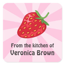 Red ripe strawberry kitchen canning jar labels stickers