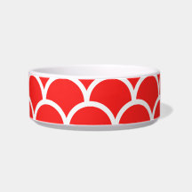 Red Rising Sun Japanese inspired pattern Pet Food Bowl