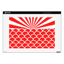 Red Rising Sun Japanese inspired pattern 15" Laptop Decal