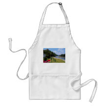 Red River Dordogne with cafe, France flowers Aprons