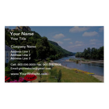Red River Dordogne with cafe, France flowers Business Cards