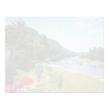 Red River Dordogne with cafe, France flowers Personalized Letterhead