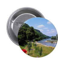 Red River Dordogne with cafe, France flowers Pins