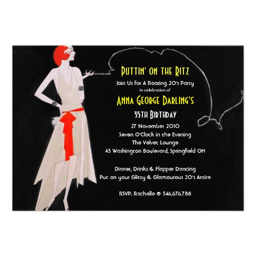 Red Roaring 20's - Flapper Party Invitations