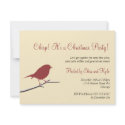Red robin bird branch Christmas holiday party invitation