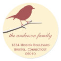 Red robin on branch custom holiday address label sticker