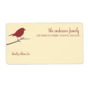 Red robin on snowy branch simply elegant mailing label