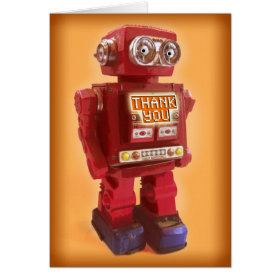 Red Robot Thank You Greeting Card