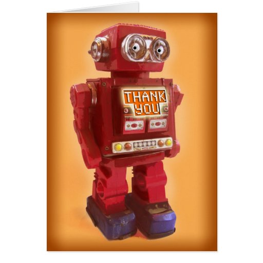 Red Robot Thank You Greeting Card