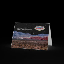 Red Rock Nighttime Happy Holidays Card