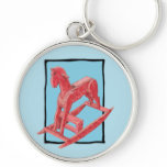Red Rocking Horse blue Premium Keychain