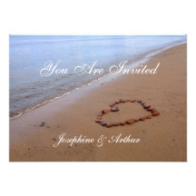Red Rocks Heart on the Sandy Beach Personalized Invite