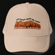Red rocks make me happy hats