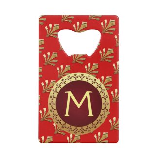 Red Roman Monogram Credit Card Bottle Opener