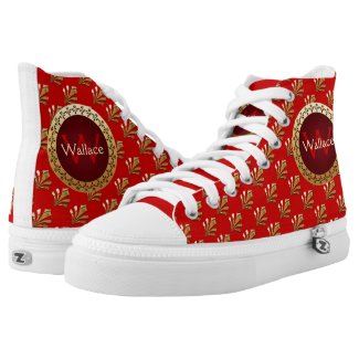 Red Roman Monogram Printed Shoes