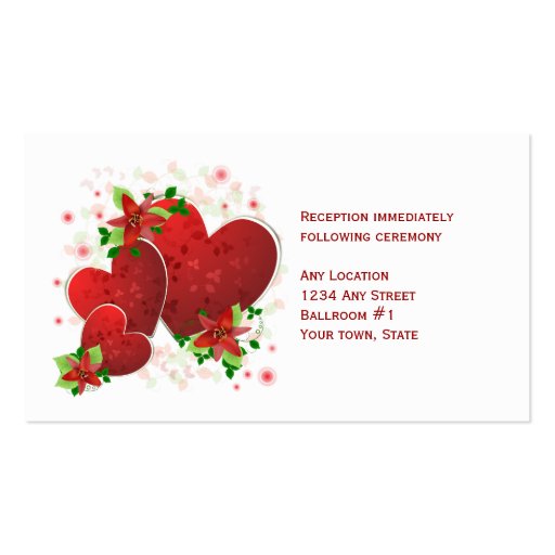 Red Romance Hearts Reception Cards Business Card (back side)
