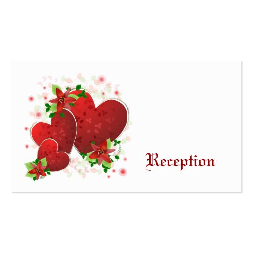 Red Romance Hearts Reception Cards Business Card (front side)