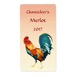 Red Rooster Bird Wine Labels