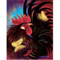 Red Rooster Frog Hibiscus Photo Sculpture - Multi