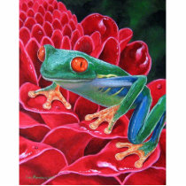 Red Rooster Frog Hibiscus Photo Sculpture - Multi photo sculptures