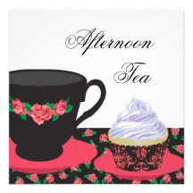 Red Rose Afternoon Tea Custom Invites