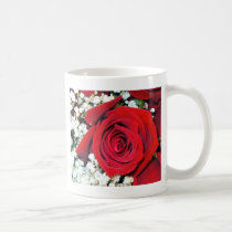 Red rose and Baby's breath on a classic cup. mugs