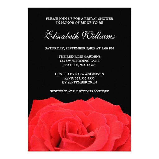 Red Rose and Black Bridal Shower Invite